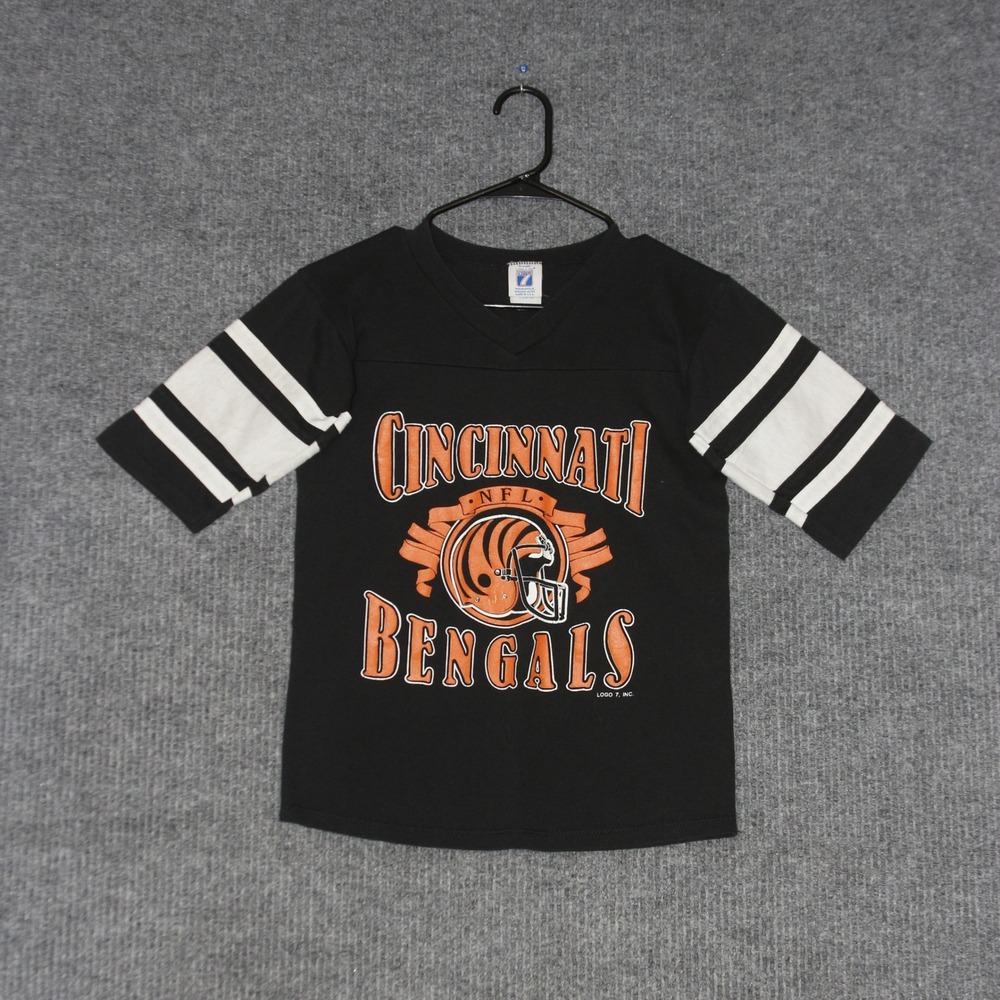 VTG Cincinnati Bengals Logo 7 Football Jersey Youth L 14-16 Black Team Apparel